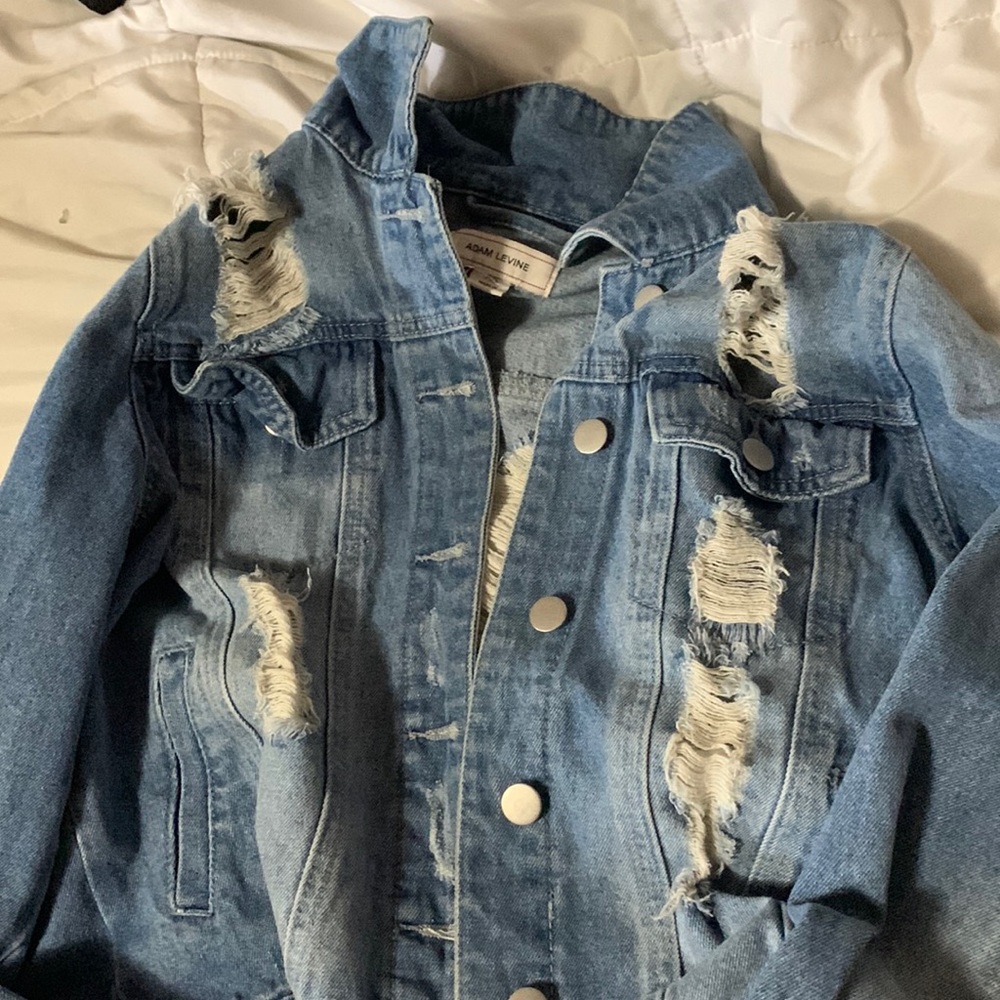 Ripped jeans jacket with side pockets size XS
